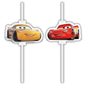 4db Papír szívószál CARS DISNEY