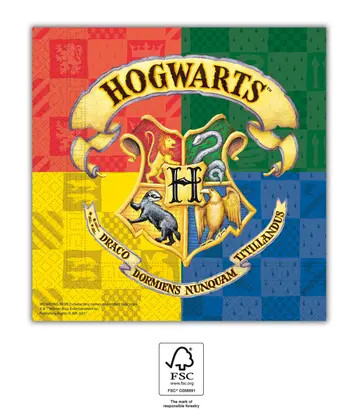 20db 2 rétegű papírszalvéta 33x33cm HARRY POTTER HOGWARTS HOUSES