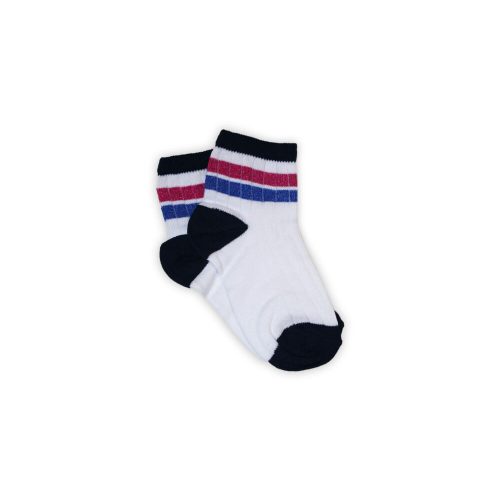 Women's cotton ankle socks - ribbed - glittery - pink-blue striped - 35-40