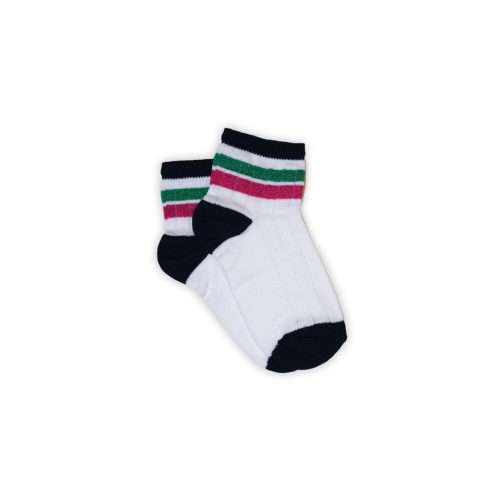 Calzini da bambina in cotone - a coste - glitterati - a righe verde-rosa - 29-34