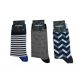 Men's cotton socks - 3 pairs - blue - patterned - 43-46 - white-anthracite-dark blue - Evidence