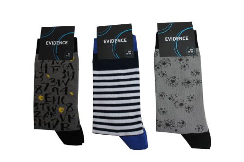 Men's cotton socks - 3 pairs - patterned - 39-42 - grey-white-light gray - Evidence