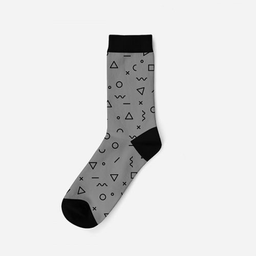 Men's cotton socks - gray - geometric pattern - 39-42 - Evidence