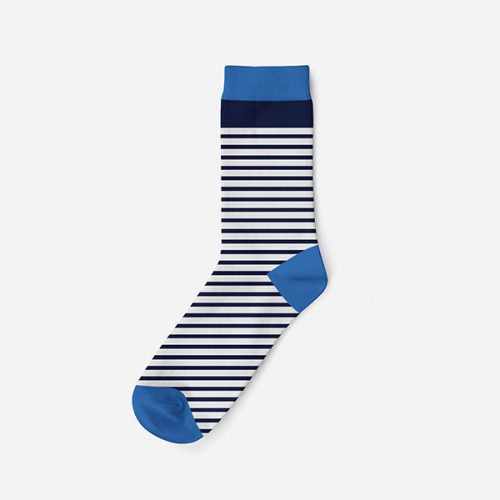 Men's cotton socks - white-dark blue - striped - 39-42 - Evidence