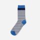 Men's cotton socks - white-dark blue - striped - Evidence