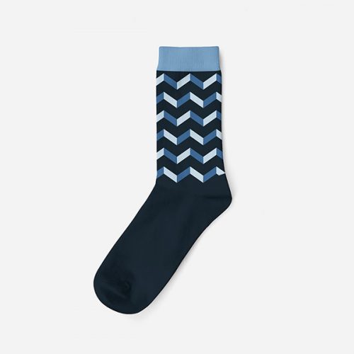 Men's cotton socks - blue - parquet pattern - 43-46 - Evidence