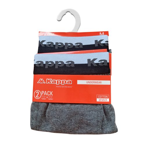 Kappa Herren-Boxershorts aus Baumwolle – 2 Stück/Packung – Dunkelgrau – L