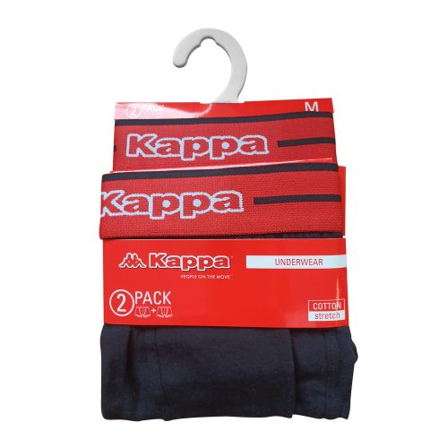 Kappa Herren-Boxershorts aus Baumwolle – 2 Stück/Packung – Schwarz mit rotem Schriftzug – L