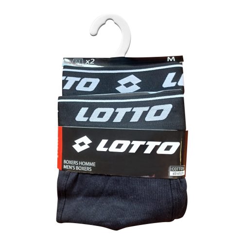 Lotto Herren-Boxershorts aus Baumwolle – 2 Stück/Packung – Schwarz – L