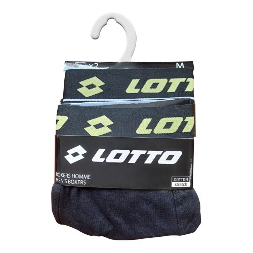 Lotto Herren-Boxershorts aus Baumwolle – 2 Stück/Packung – Schwarz – M