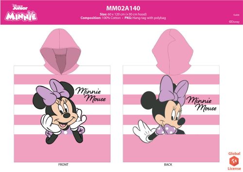 Detské pončo Disney Minnie mouse - 100% bavlna - 60x120 cm - ružové