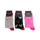 Women's cotton socks - 3 pairs - patterned - pink-black-white - 39-42 - Evidence