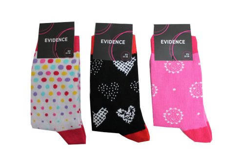 Women's cotton socks - 3 pairs - patterned - Evidence