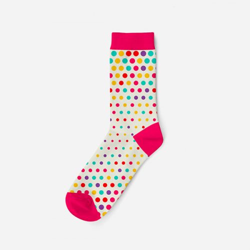 Women's cotton socks - white-pink - polka dots - 35-38 - Evidence