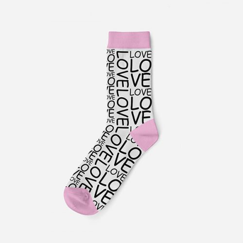 Women's cotton socks - white-pink - Love pattern - 35-38 - Evidence