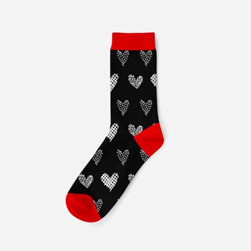 Women's cotton socks - black-red - heart pattern - 39-42 - Evidence