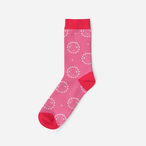 Damen-Baumwollsocken – rosa – rundes Muster – 35-38 – Evidence