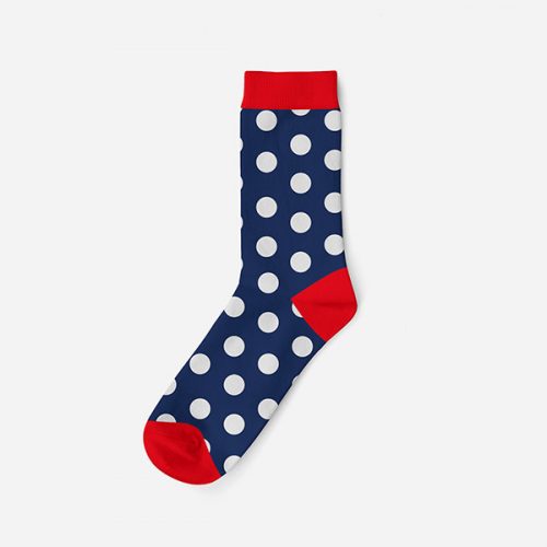 Women's cotton socks - dark blue-red - polka dots - 35-38 - Evidence