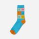 Women's cotton socks - turquoise-orange - checkered - 35-38 - Evidence