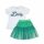 Flower print cotton T-shirt - mint green tulle skirt set for girls - 110