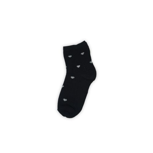 Little girl fine knit cotton ankle socks - Heart - black - 22-26