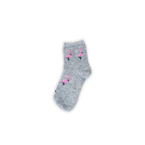 Little girl's finely knitted cotton ankle socks - Flamingo