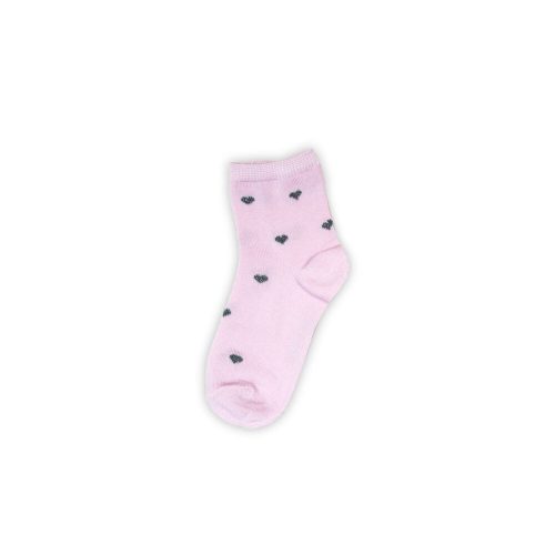 Little girl fine knit cotton ankle socks - Heart - pink - 27-30