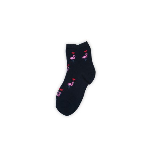 Little girl fine knit cotton ankle socks - Flamingo - dark blue - 31-34