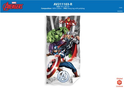 Avengers children's beach towel - 100% cotton - 70x140 cm - dark gray