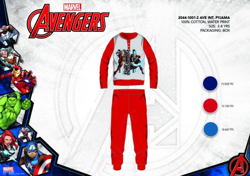 Winter cotton interlock children's pajamas - Avengers - red - 128