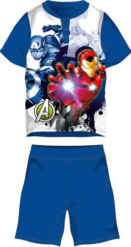 Avengers summer short-sleeved children's cotton pajamas - jersey pajamas - medium blue