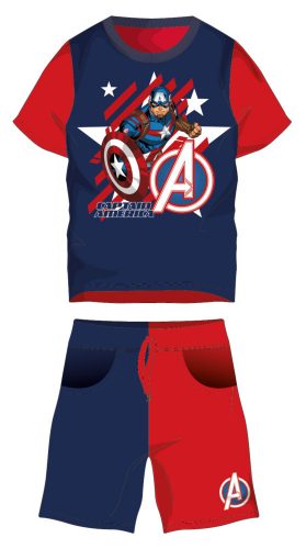 Ansamblu de vară din bumbac Avengers - Set tricou-short - roșu-albastru închis - 98