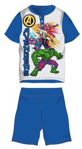 Avengers Sommer-Kurzarm-Kinderpyjama – Pyjama aus Baumwolljersey – Mittelblau – 110