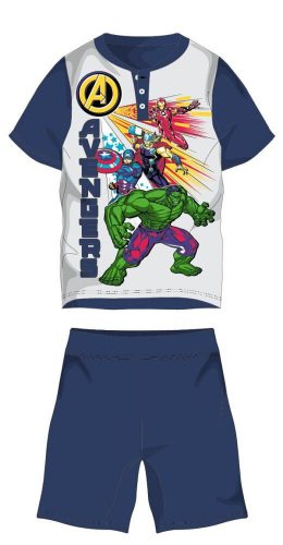 Avengers Sommer-Kurzarm-Kinderpyjama – Baumwoll-Jersey-Pyjama – Dunkelblau – 104