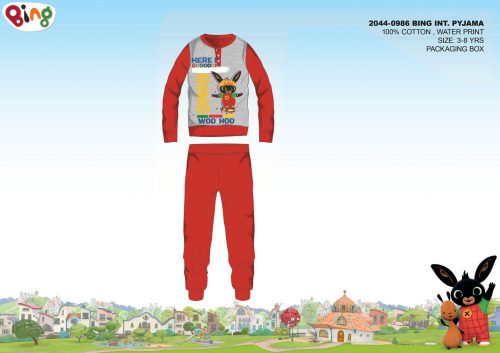 Pijamale de iarnă din bumbac interlock pentru copii - Bing bunny - roșu - 104