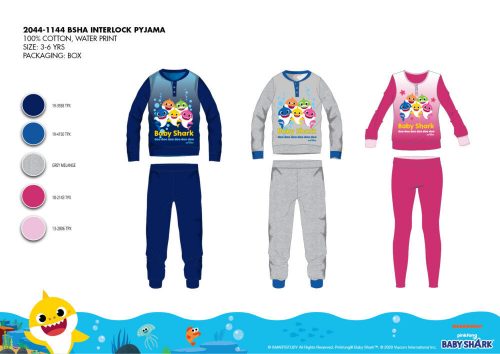 Pijamale de iarnă din bumbac interlock pentru copii - Baby Shark