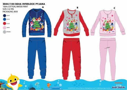 Pijamale copii din bumbac gros iarna - pijamale de flanel - Baby Shark