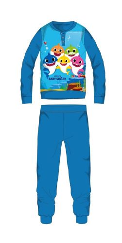 Pigiama per bambini in cotone invernale Baby Shark - pigiama interlock - con motivo a bolle - blu medio - 110