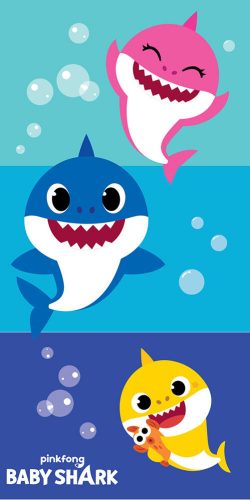 Baby Shark children's beach towel - 70x140 - medium blue