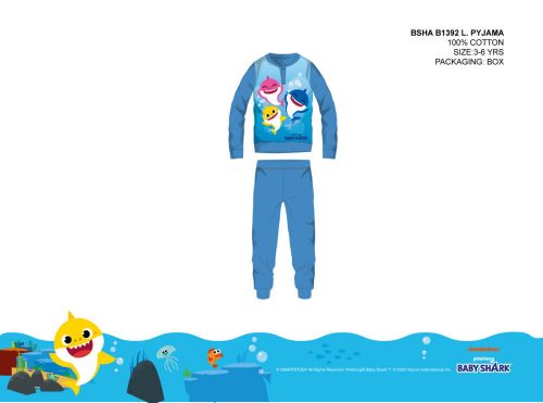 Pigiama per bambini e ragazzi Baby Shark - pigiama in jersey di cotone - azzurro - 104