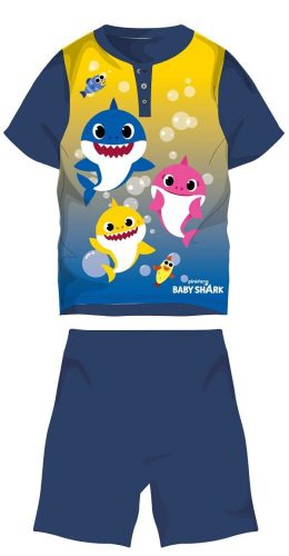 Baby Shark Sommer-Kurzarm-Kinderpyjama – Baumwoll-Jersey-Pyjama – Dunkelblau – 104