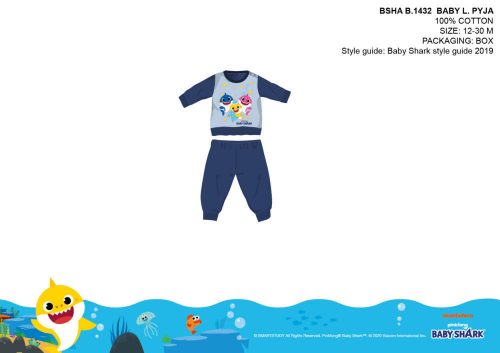 Baby Shark baby pajamas - jersey cotton pajamas - dark blue - 80