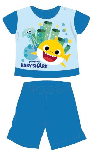 Baby Shark summer short-sleeved baby pajamas - cotton jersey pajamas - medium blue - 80