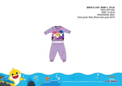 Baby Shark baby pajamas - jersey cotton pajamas - purple - 86