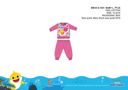 Baby Shark baby pajamas - jersey cotton pajamas - dark pink - 86