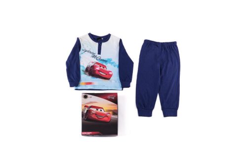 Long thin cotton children's pajamas - Cars - 128 - dark blue