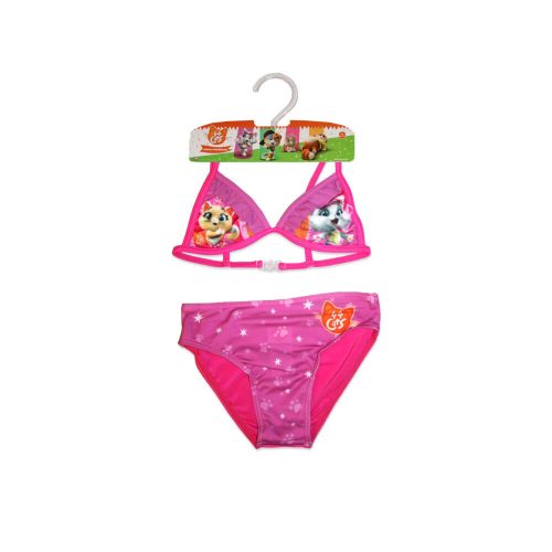 44 Costume da bagno due pezzi per bambine Csacska cat - con top a triangolo - rosa - 104