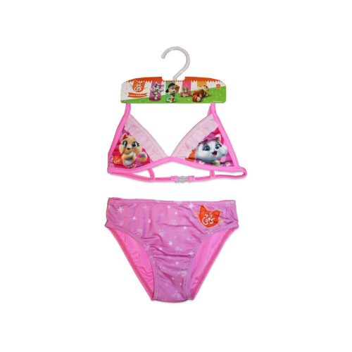 44 Costume da bagno due pezzi per bambine Csacska cat - con top a triangolo - rosa - 104