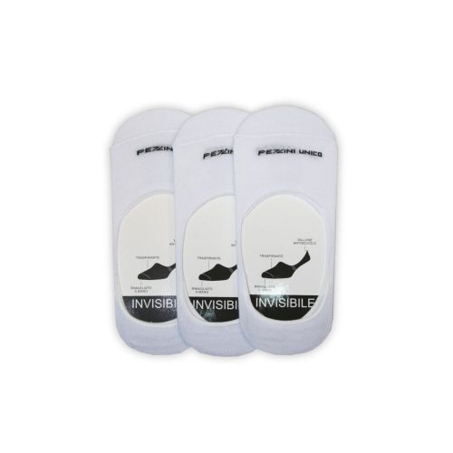 Pezzini unisex silicone secret socks - 3 pairs/pack - cotton secret socks - white - 39-42