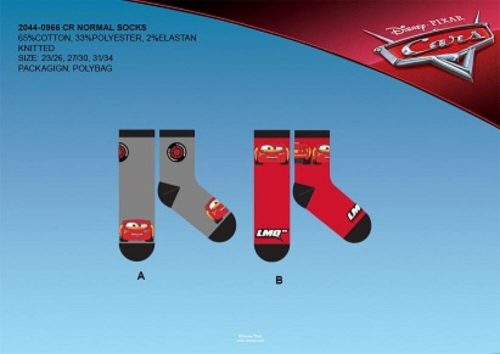 Children's cotton ankle socks - 4 pairs - Disney Verdák - gray-red - 23-26